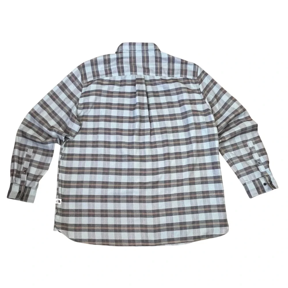 The North Face Mens XXL Blue Plaid Flannel Long Sleeve Button Down Shirt Logo